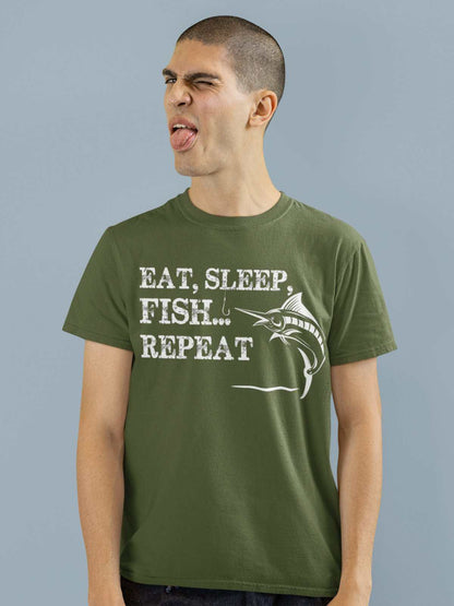 Eat Sleep Fish Repeat Fishing T-Shirt Funny Gift Fisherman Angler Dad Grandad T-Shirt