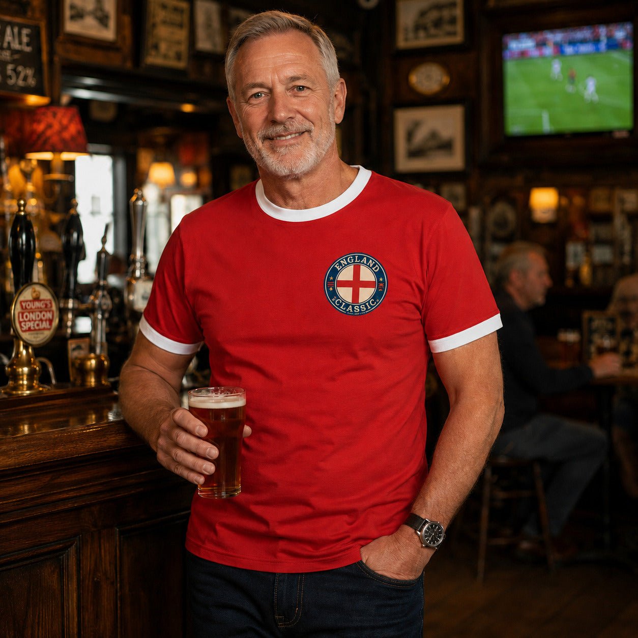 England Country Ringer T-Shirt – Unisex Retro Contrast Trim Tee