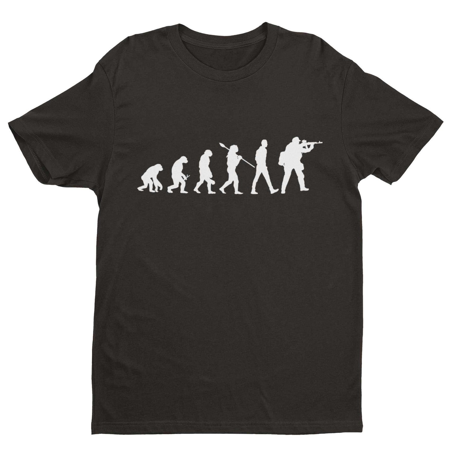 EVOLUTION OF AIRSOFT Funny Darwin Ape To Man Pew Pew Beebs Take Your Hits Gift T-Shirt