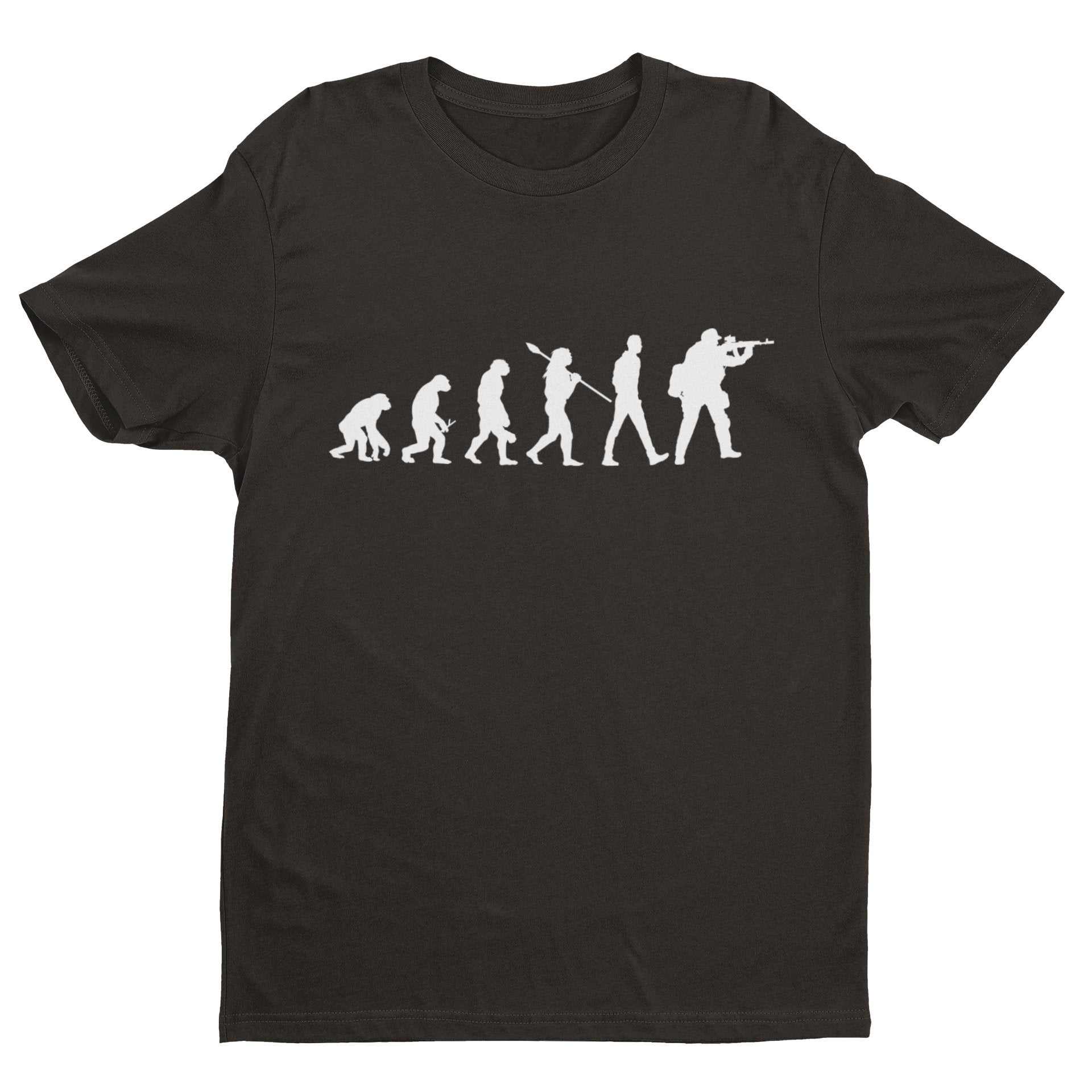 EVOLUTION OF AIRSOFT Funny Darwin Ape To Man Pew Pew Beebs Take Your Hits Gift T-Shirt