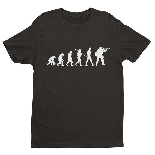 EVOLUTION OF AIRSOFT Funny Darwin Ape To Man Pew Pew Beebs Take Your Hits Gift T-Shirt