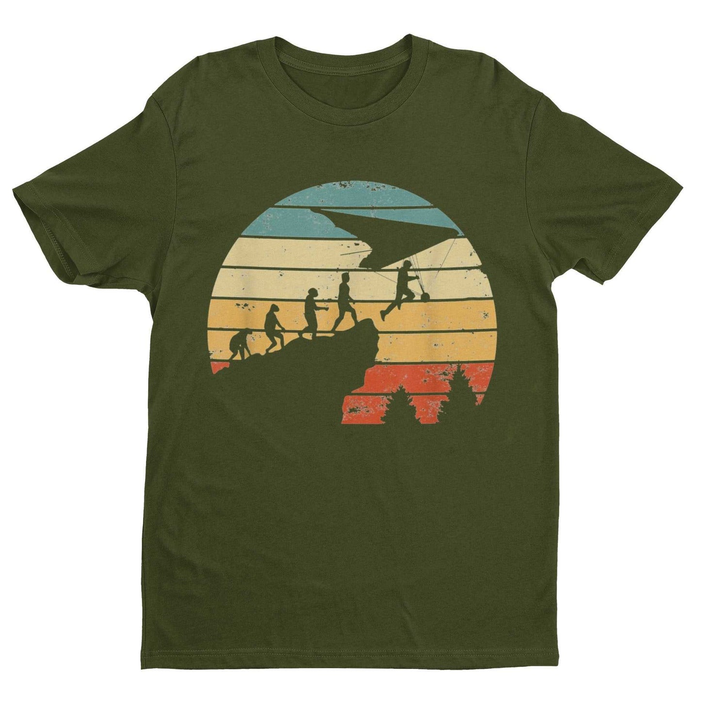 EVOLUTION OF HANG GLIDING Funny T-Shirt Ape To Man Darwin Glider Gift Pilot T-Shirt