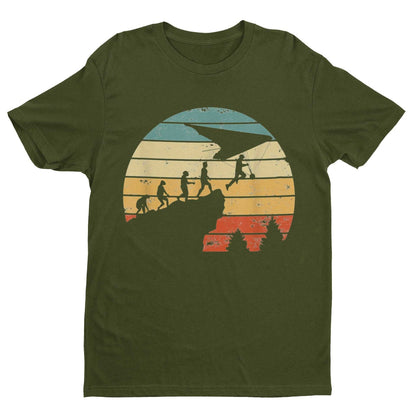 EVOLUTION OF HANG GLIDING Funny T-Shirt Ape To Man Darwin Glider Gift Pilot T-Shirt