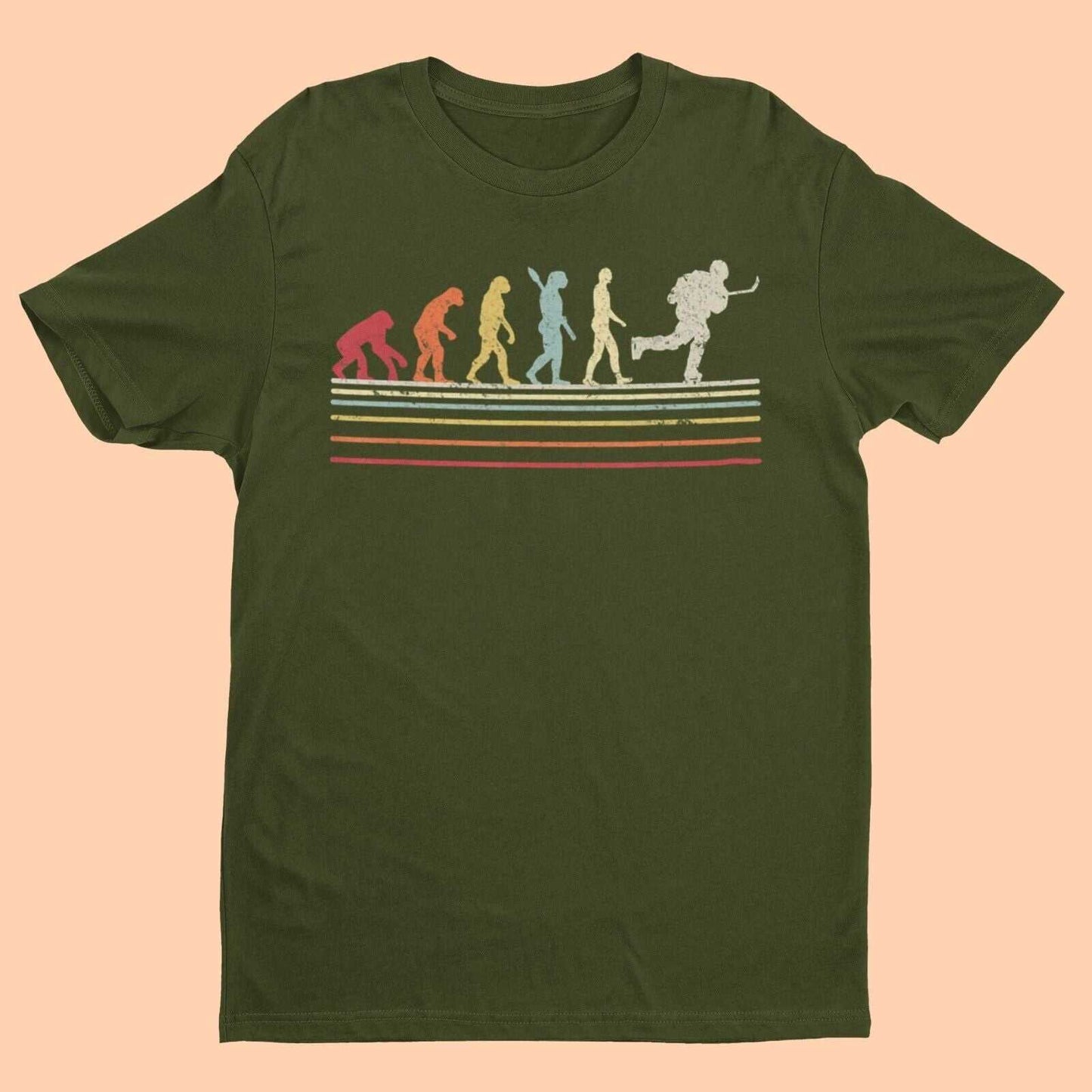EVOLUTION OF ICE HOCKEY T-Shirt Ape To Man Darwin Design Puck Rink Funny Gift T-Shirt