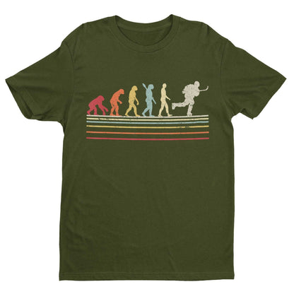 EVOLUTION OF ICE HOCKEY T-Shirt Ape To Man Darwin Design Puck Rink Funny Gift T-Shirt
