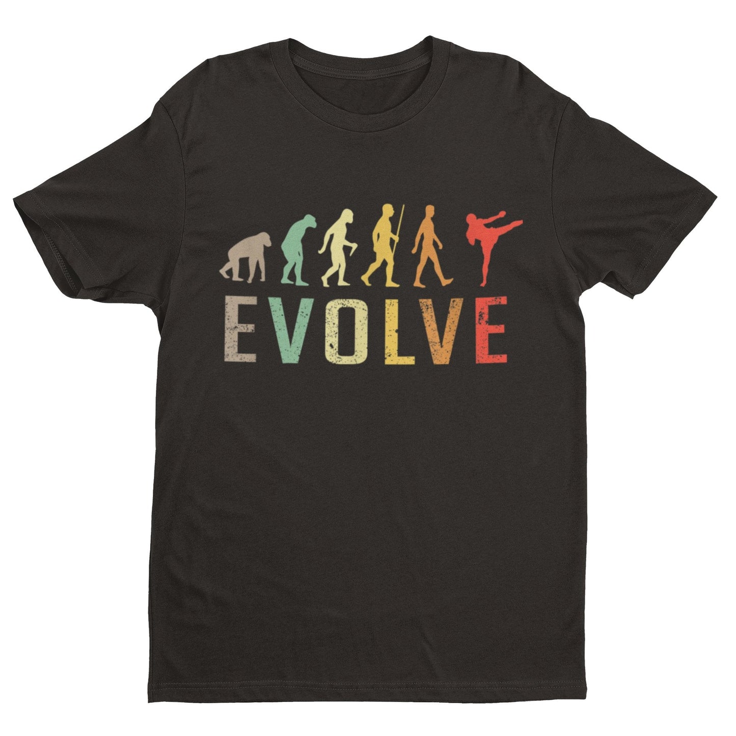 EVOLUTION OF KICKBOXING Funny T-Shirt Ape To MUAY THAI Combat Sport Fitness T-Shirt