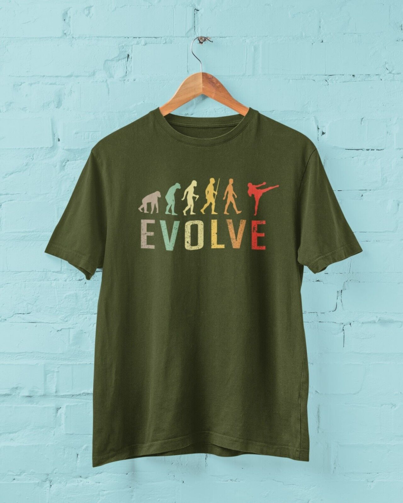 EVOLUTION OF KICKBOXING Funny T-Shirt Ape To MUAY THAI Combat Sport Fitness T-Shirt