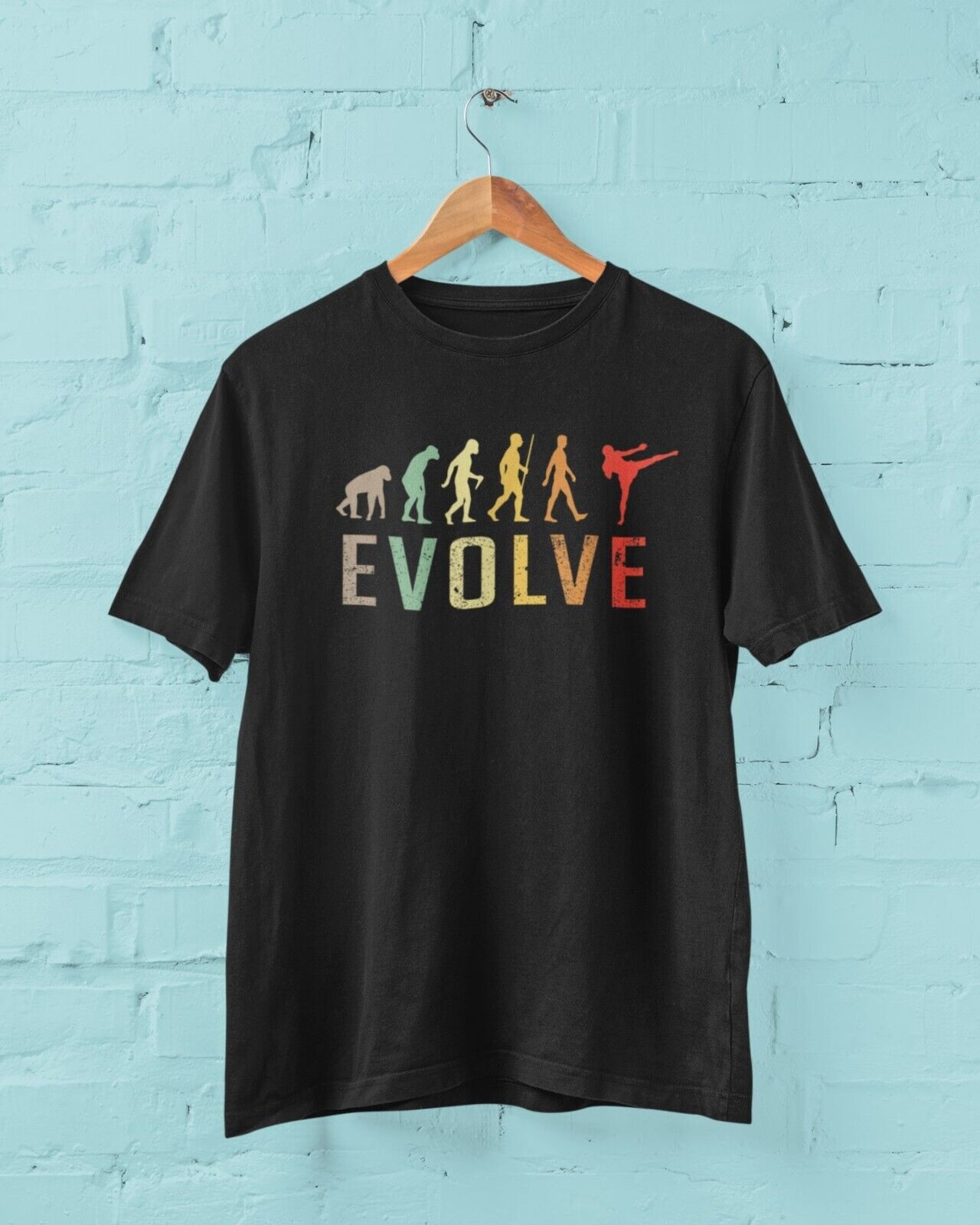 EVOLUTION OF KICKBOXING Funny T-Shirt Ape To MUAY THAI Combat Sport Fitness T-Shirt