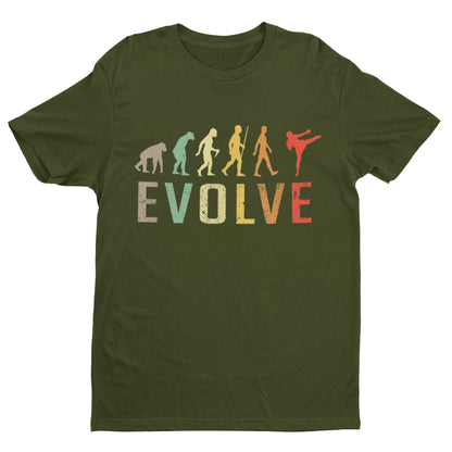 EVOLUTION OF KICKBOXING Funny T-Shirt Ape To MUAY THAI Combat Sport Fitness T-Shirt