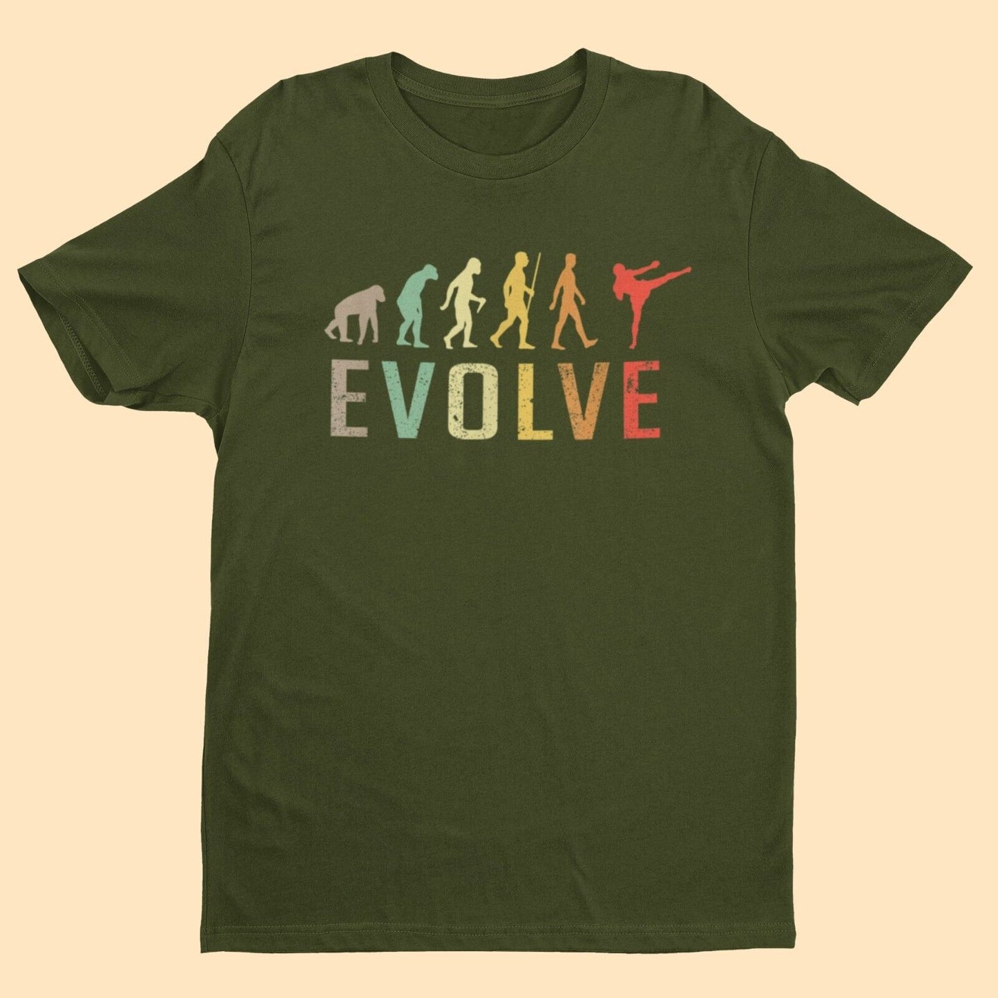 EVOLUTION OF KICKBOXING Funny T-Shirt Ape To MUAY THAI Combat Sport Fitness T-Shirt