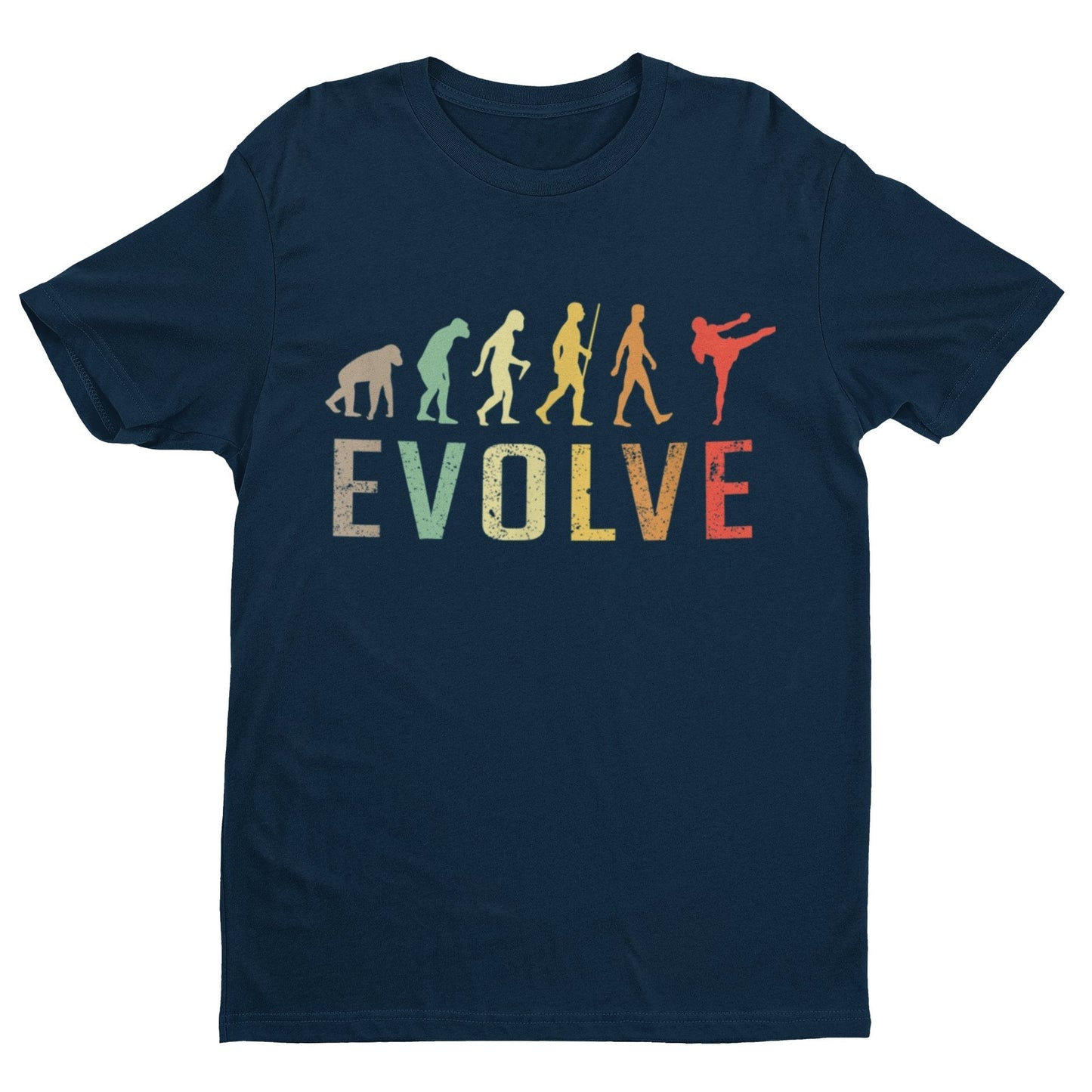 EVOLUTION OF KICKBOXING Funny T-Shirt Ape To MUAY THAI Combat Sport Fitness T-Shirt