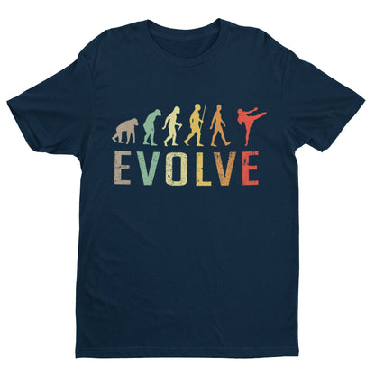 EVOLUTION OF KICKBOXING Funny T-Shirt Ape To MUAY THAI Combat Sport Fitness T-Shirt