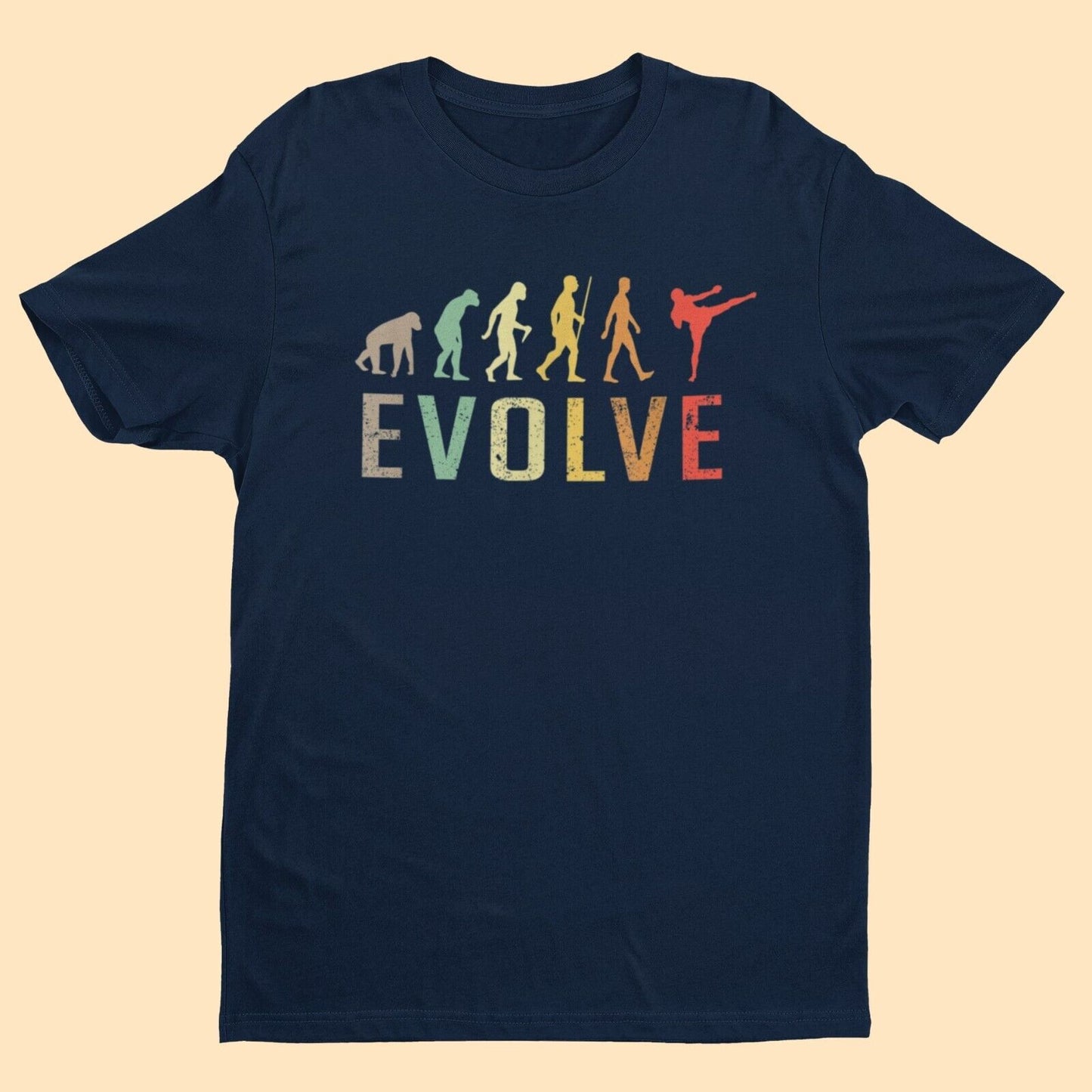 EVOLUTION OF KICKBOXING Funny T-Shirt Ape To MUAY THAI Combat Sport Fitness T-Shirt