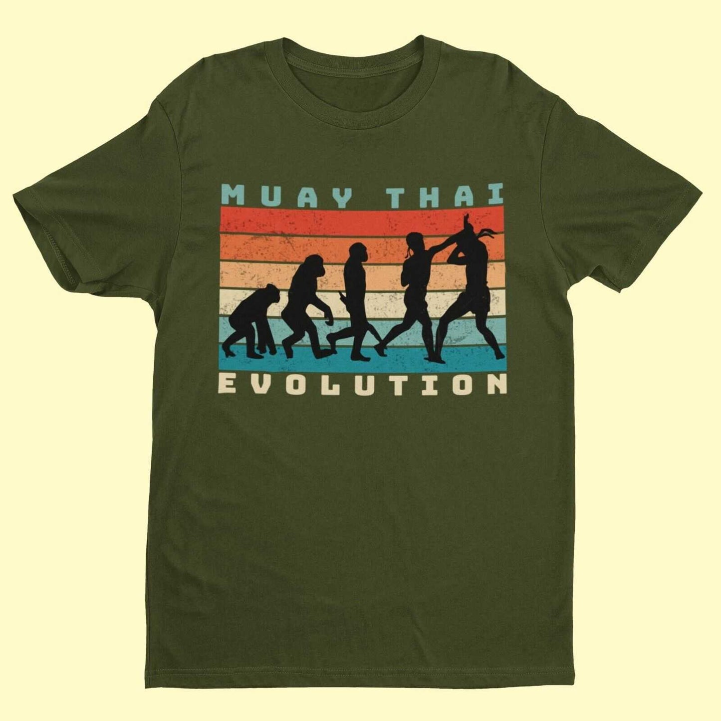 EVOLUTION OF MUAY THAI Funny T-Shirt Ape To Thai Boxing Combat Sport Fitness T-Shirt