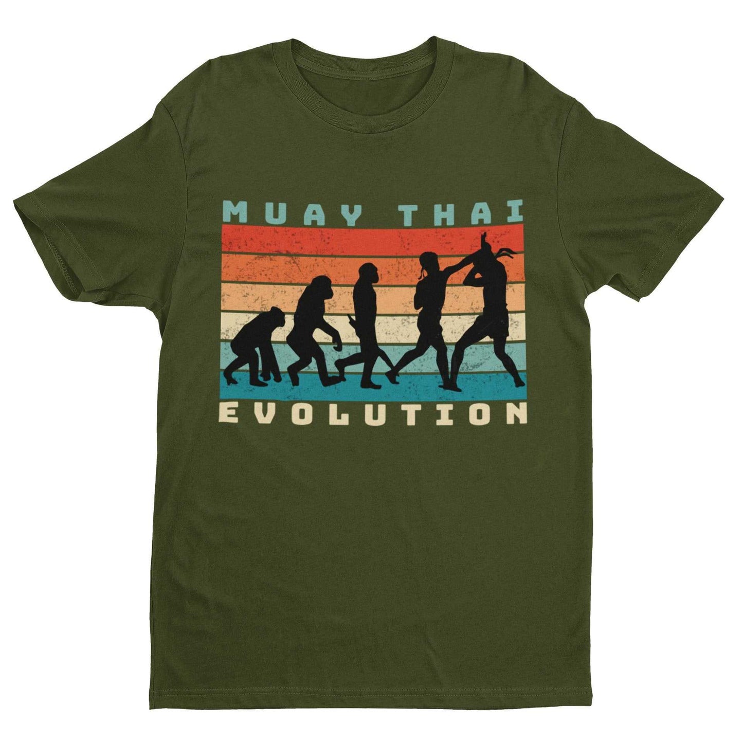 EVOLUTION OF MUAY THAI Funny T-Shirt Ape To Thai Boxing Combat Sport Fitness T-Shirt