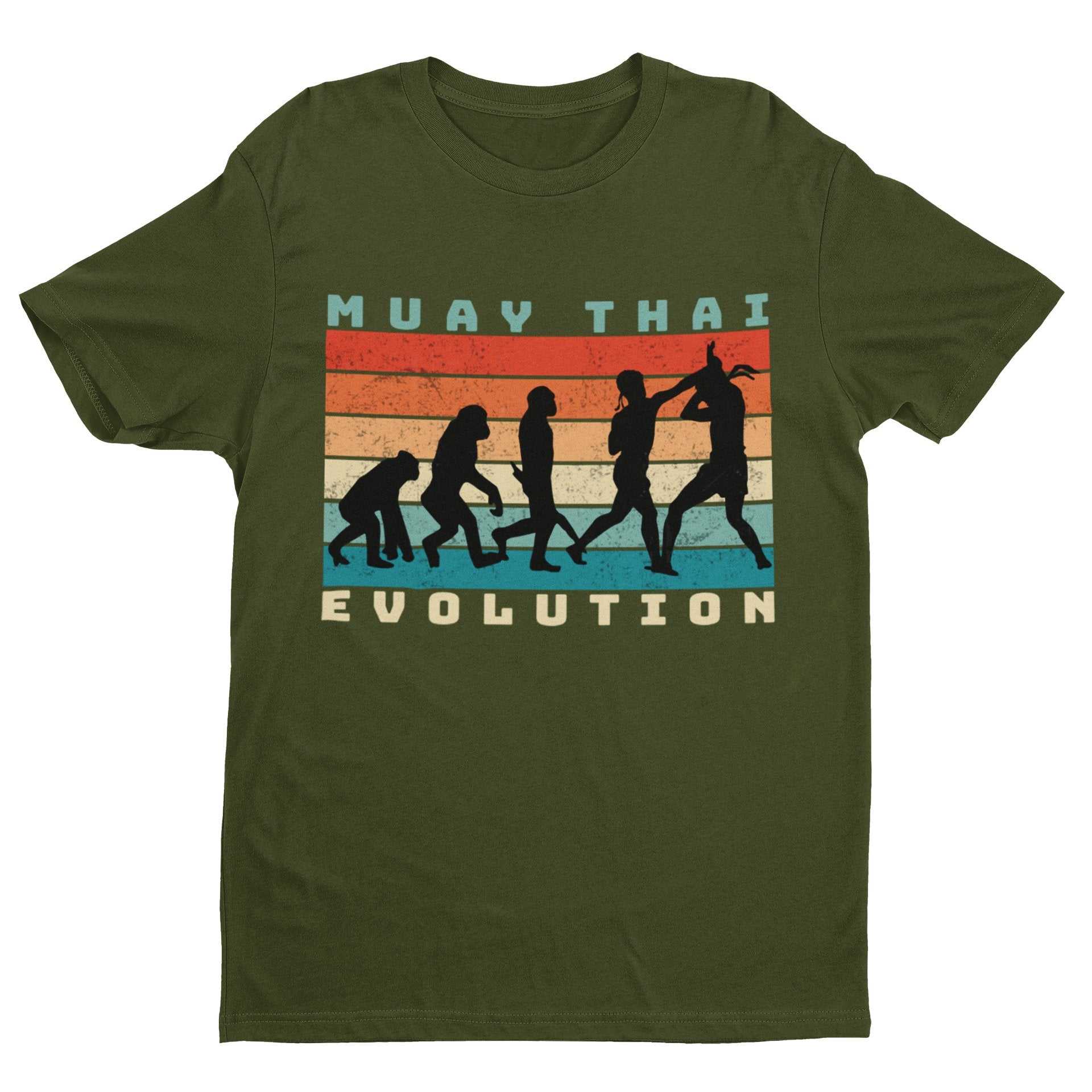 EVOLUTION OF MUAY THAI Funny T-Shirt Ape To Thai Boxing Combat Sport Fitness T-Shirt