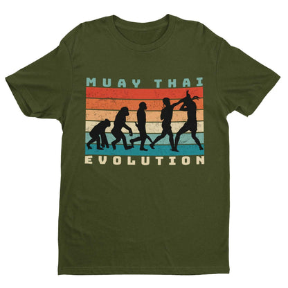 EVOLUTION OF MUAY THAI Funny T-Shirt Ape To Thai Boxing Combat Sport Fitness T-Shirt