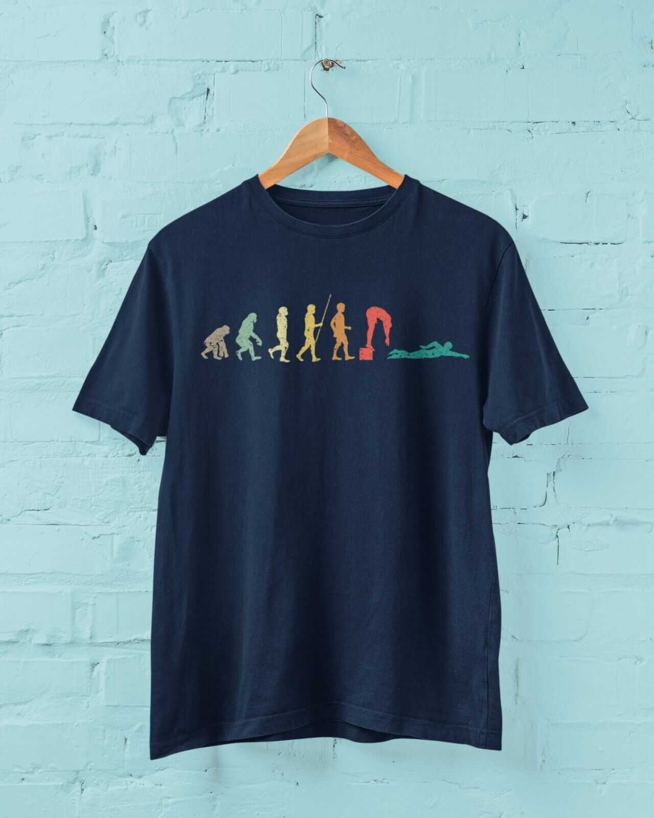 EVOLUTION OF SWIMMING T-Shirt Gift For Smimmer Diver Pool Athlete Ape To Man T-Shirt