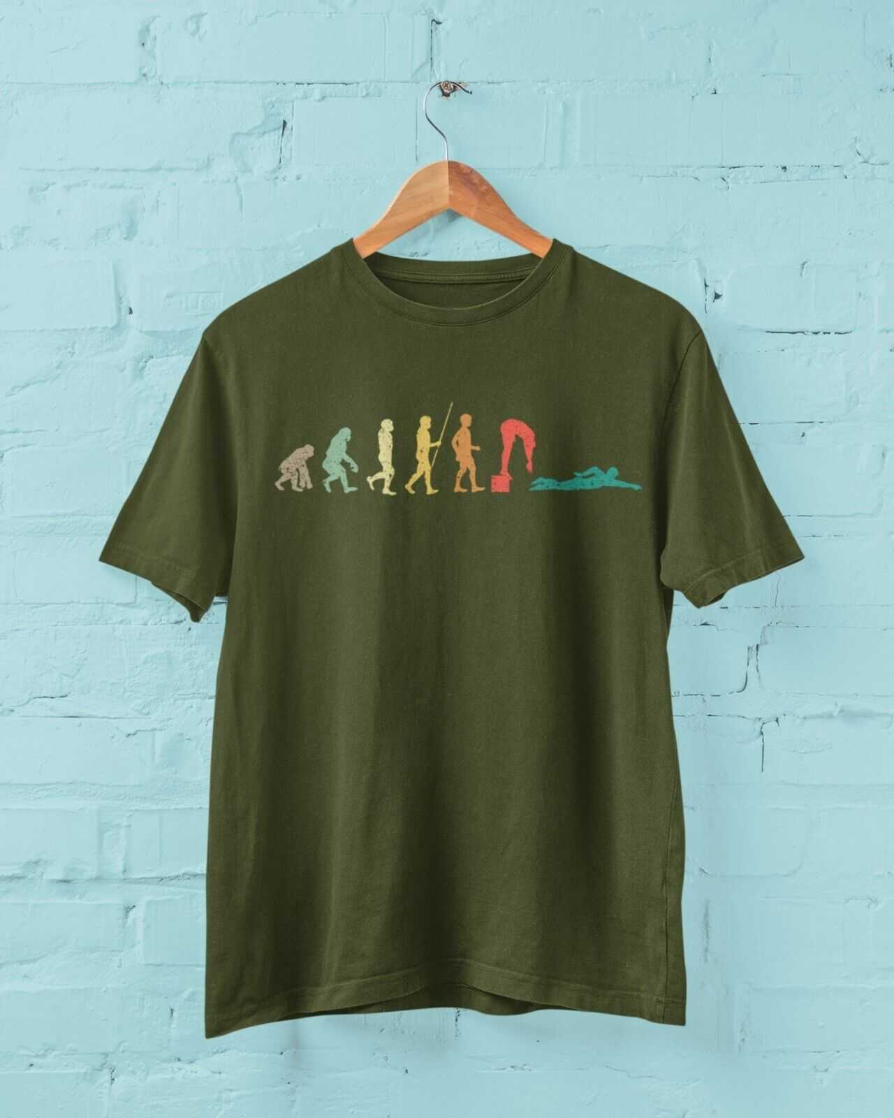 EVOLUTION OF SWIMMING T-Shirt Gift For Smimmer Diver Pool Athlete Ape To Man T-Shirt
