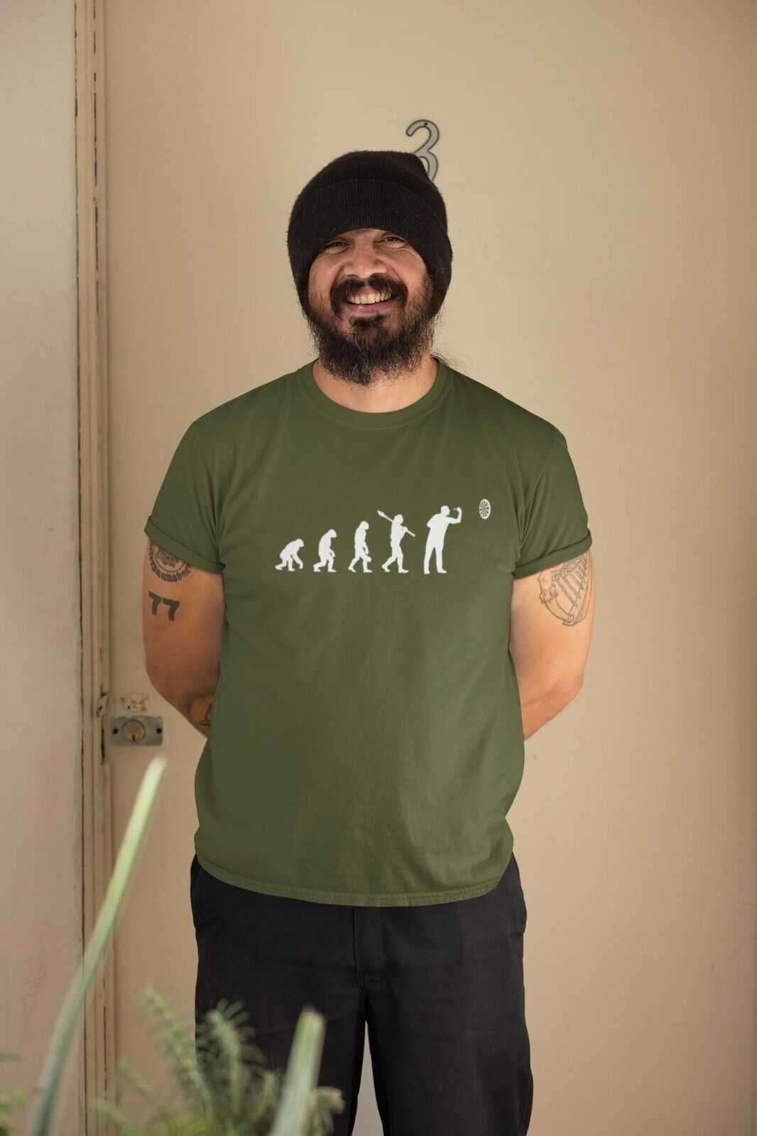EVOLUTION OF THE DARTS PLAYER Funny T-Shirt Man To Oche Gift Darts Team Dad T-Shirt