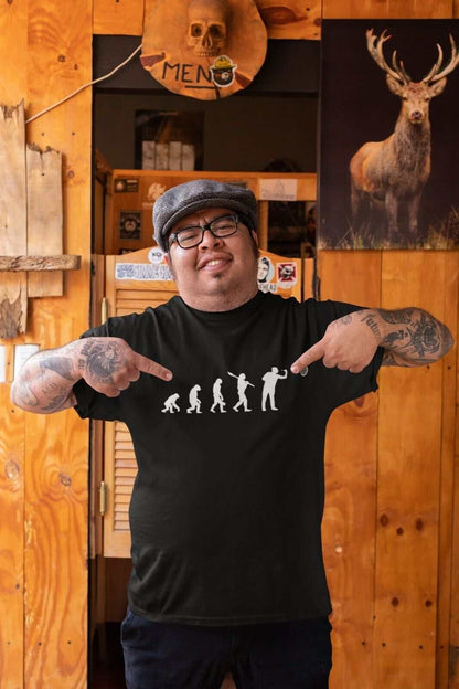 EVOLUTION OF THE DARTS PLAYER Funny T-Shirt Man To Oche Gift Darts Team Dad T-Shirt