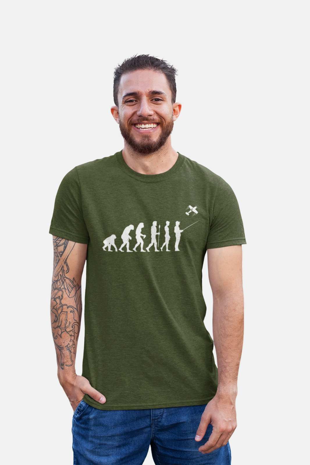 EVOLUTION TO RC PLANE Funny Darwin Ape To Radio Controlled Plane Enthusiast Gift T-Shirt
