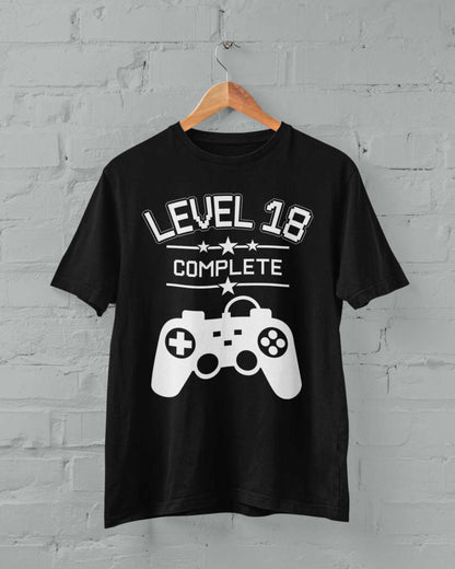 Funny 18th Birthday T-Shirt Level 18 Complete Gamer Themed Gift Gaming T-Shirt