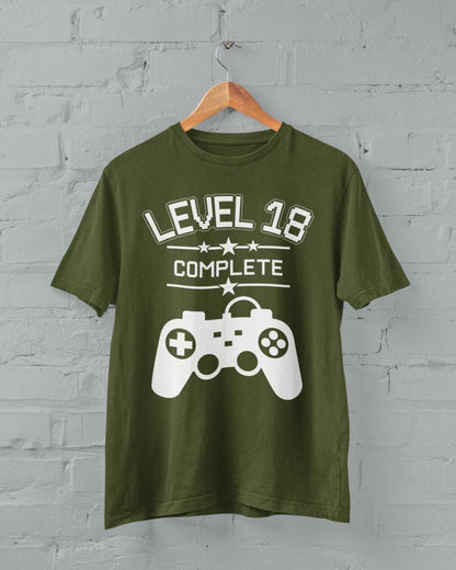 Funny 18th Birthday T-Shirt Level 18 Complete Gamer Themed Gift Gaming T-Shirt