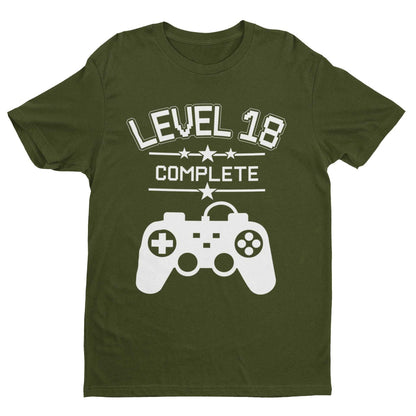 Funny 18th Birthday T-Shirt Level 18 Complete Gamer Themed Gift Gaming T-Shirt