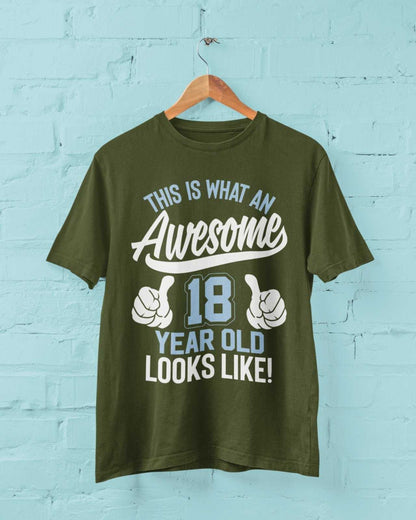 Funny 18th Birthday T-Shirt This Is What An Awesome 18 Year Old Looks Like Gift