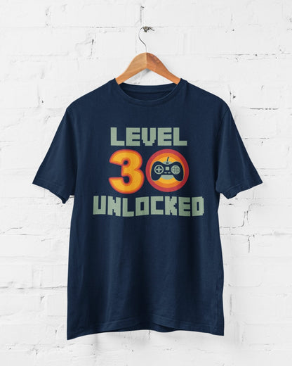 Funny 30th Birthday T-Shirt Level 30 Unlocked Gamer Themed Gift Gaming T-Shirt