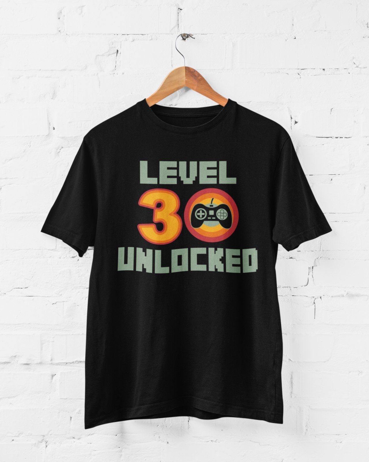 Funny 30th Birthday T-Shirt Level 30 Unlocked Gamer Themed Gift Gaming T-Shirt