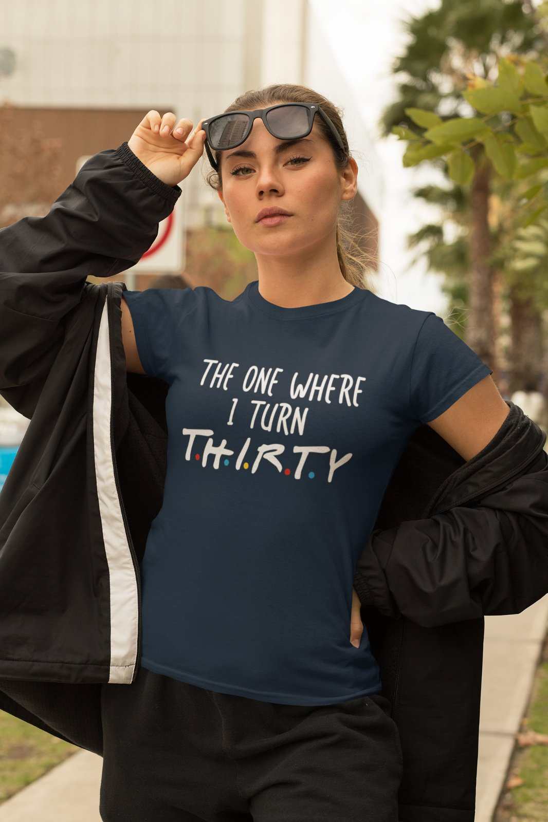 Funny 30th Birthday T-Shirt The One Where I Turn Thirty Friends Font Gift T-Shirt