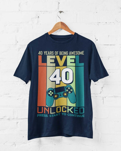 Funny 40th Birthday T-Shirt Level 40 Unlocked Gaming Theme Gamer Gift Forty T-Shirt