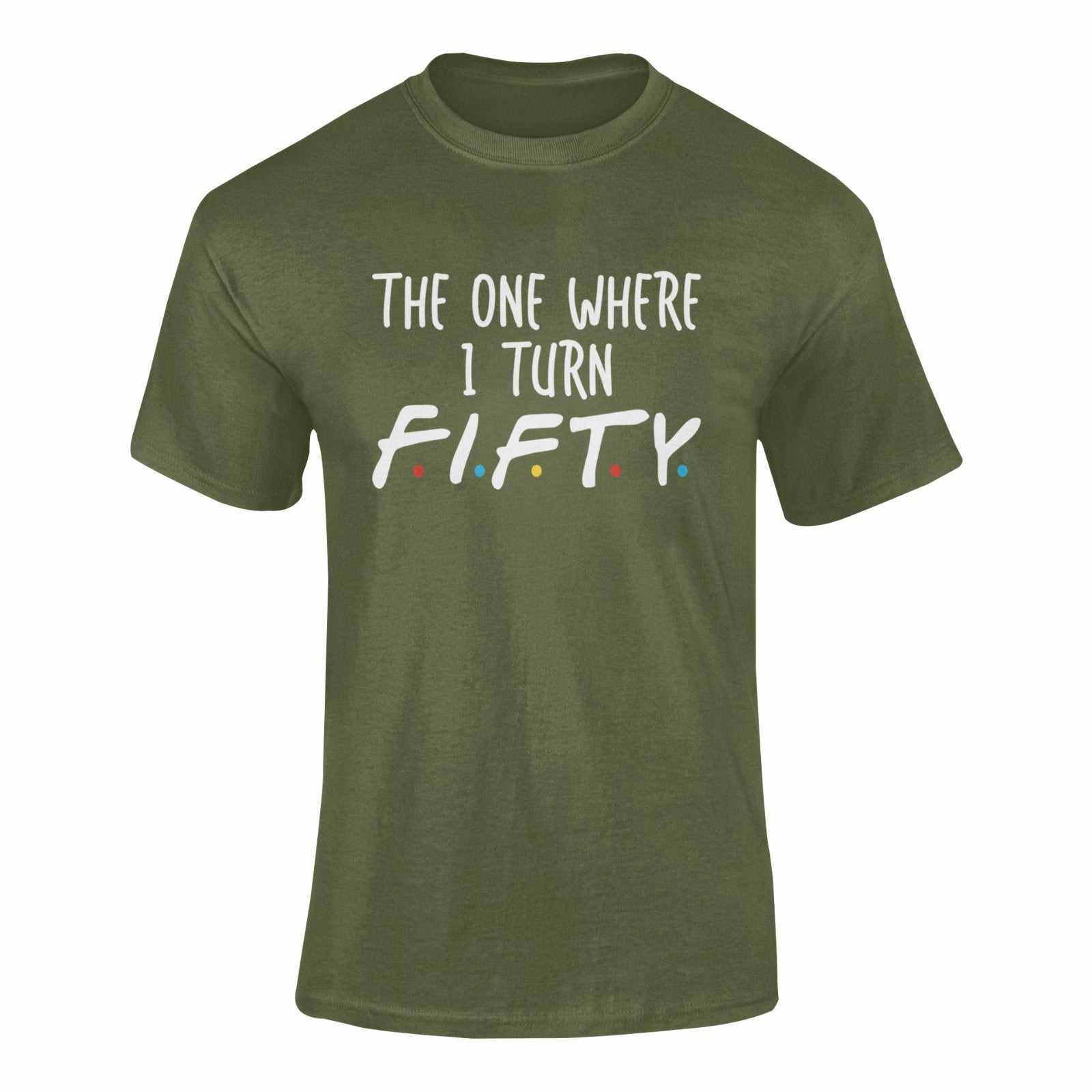 Funny 50th Birthday T-Shirt The One Where I Turn Fifty Friends Font T-Shirt Gift