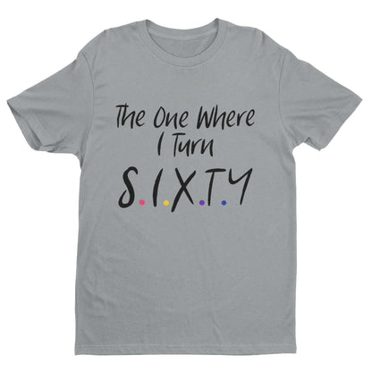 Funny 60th Birthday T-Shirt The One Where I Turn Sixty Friends Font Gift T-Shirt
