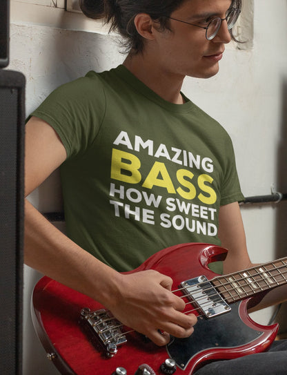 Funny AMAZING BASS T-Shirt Funny Bassist Guitar Guitarist T-Shirt Parody Lyrics T-Shirt