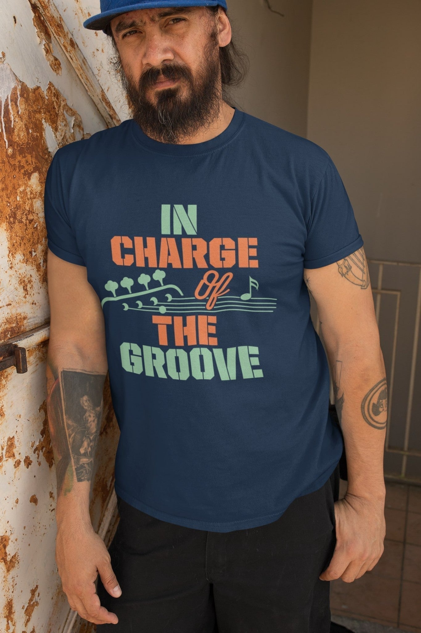 Funny BASS Guitar T-Shirt IN CHARGE OF THE GROOVE Guitarist gift present band T-Shirt