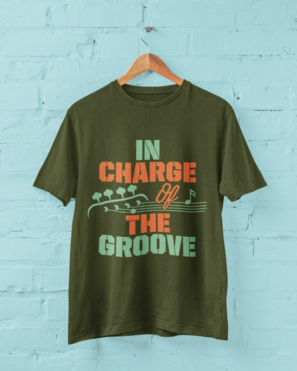 Funny BASS Guitar T-Shirt IN CHARGE OF THE GROOVE Guitarist gift present band T-Shirt