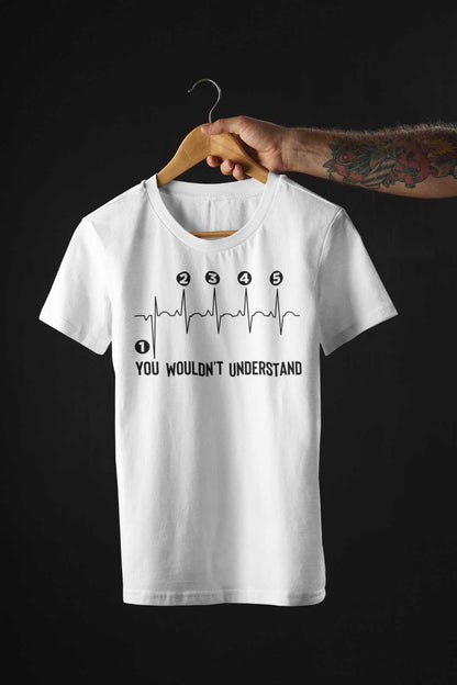 Funny Biker T-Shirt Gearshift Heartbeat One Down 4 Up Motorcycle Motorbike T-Shirt Gift