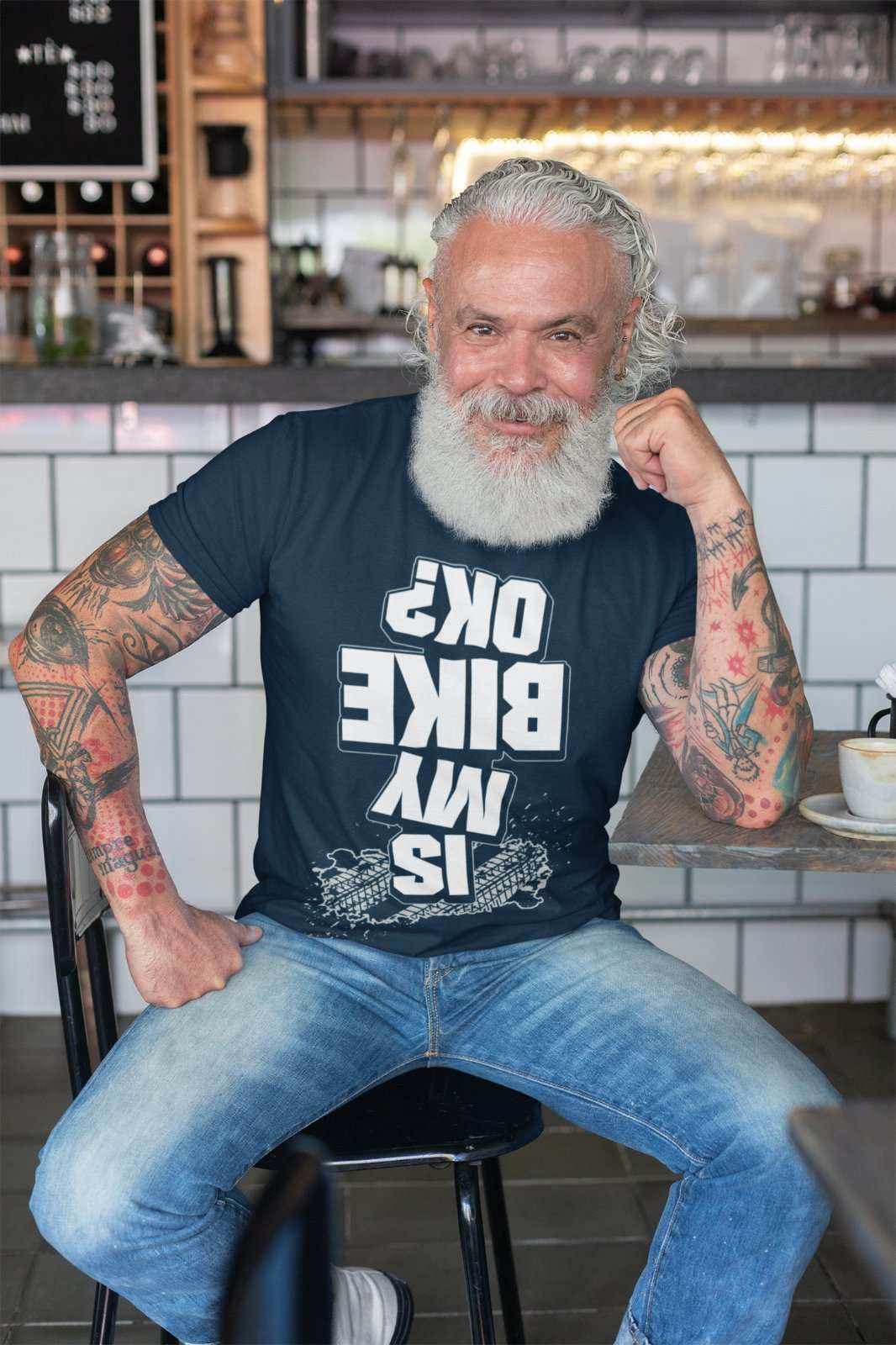 Funny Biker T-Shirt Is My Bike OK? Upside Down Print Joke Accident Motorcycle T-Shirt Gift