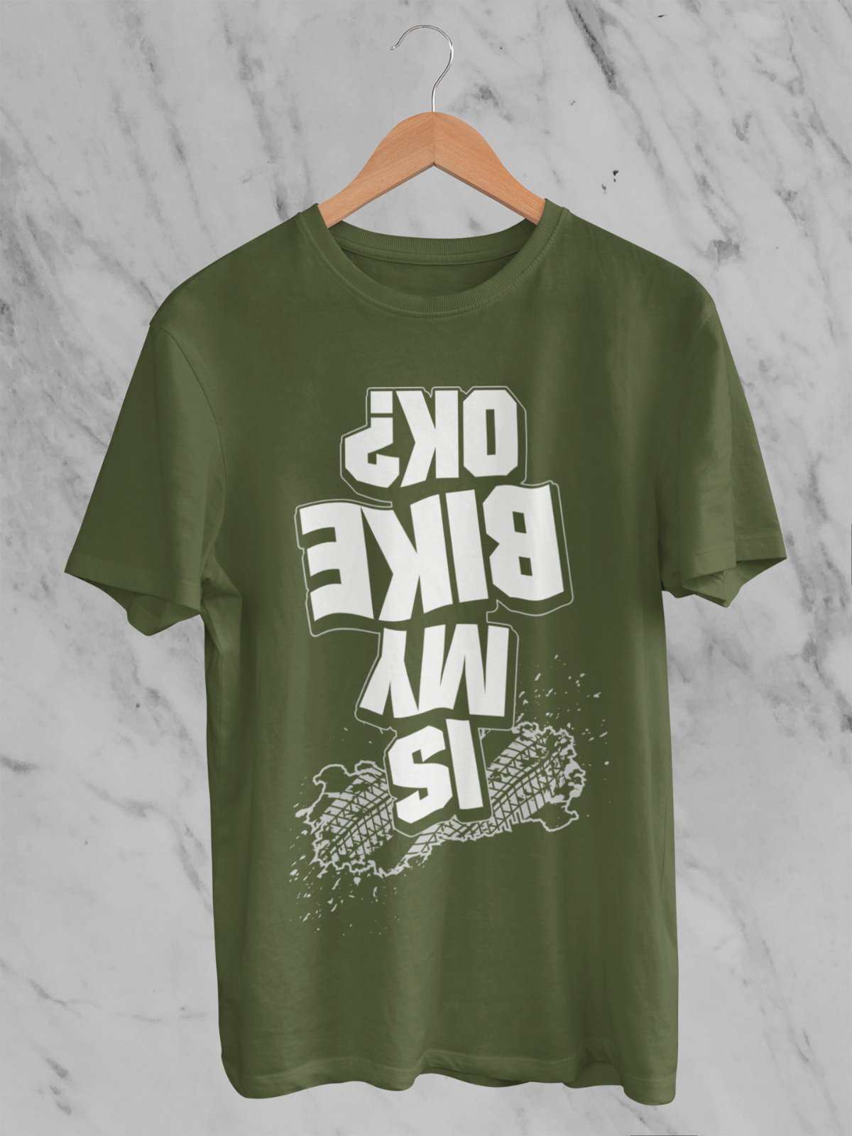 Funny Biker T-Shirt Is My Bike OK? Upside Down Print Joke Accident Motorcycle T-Shirt Gift