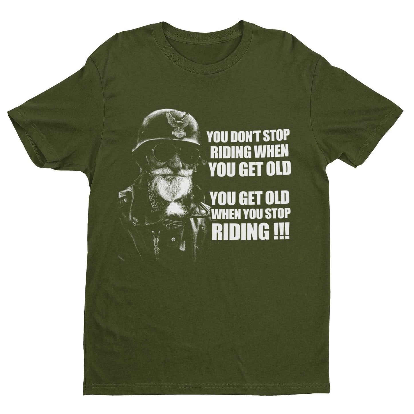 Funny Biker T-Shirt You Don't Stop Riding When You Get Old Motorcycle Old Guy T-Shirt Gift