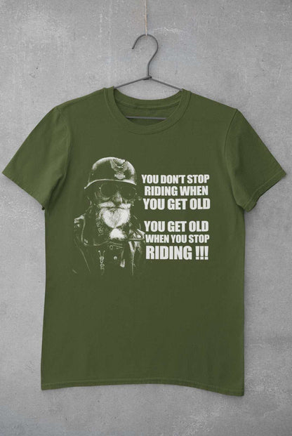 Funny Biker T-Shirt You Don't Stop Riding When You Get Old Motorcycle Old Guy T-Shirt Gift