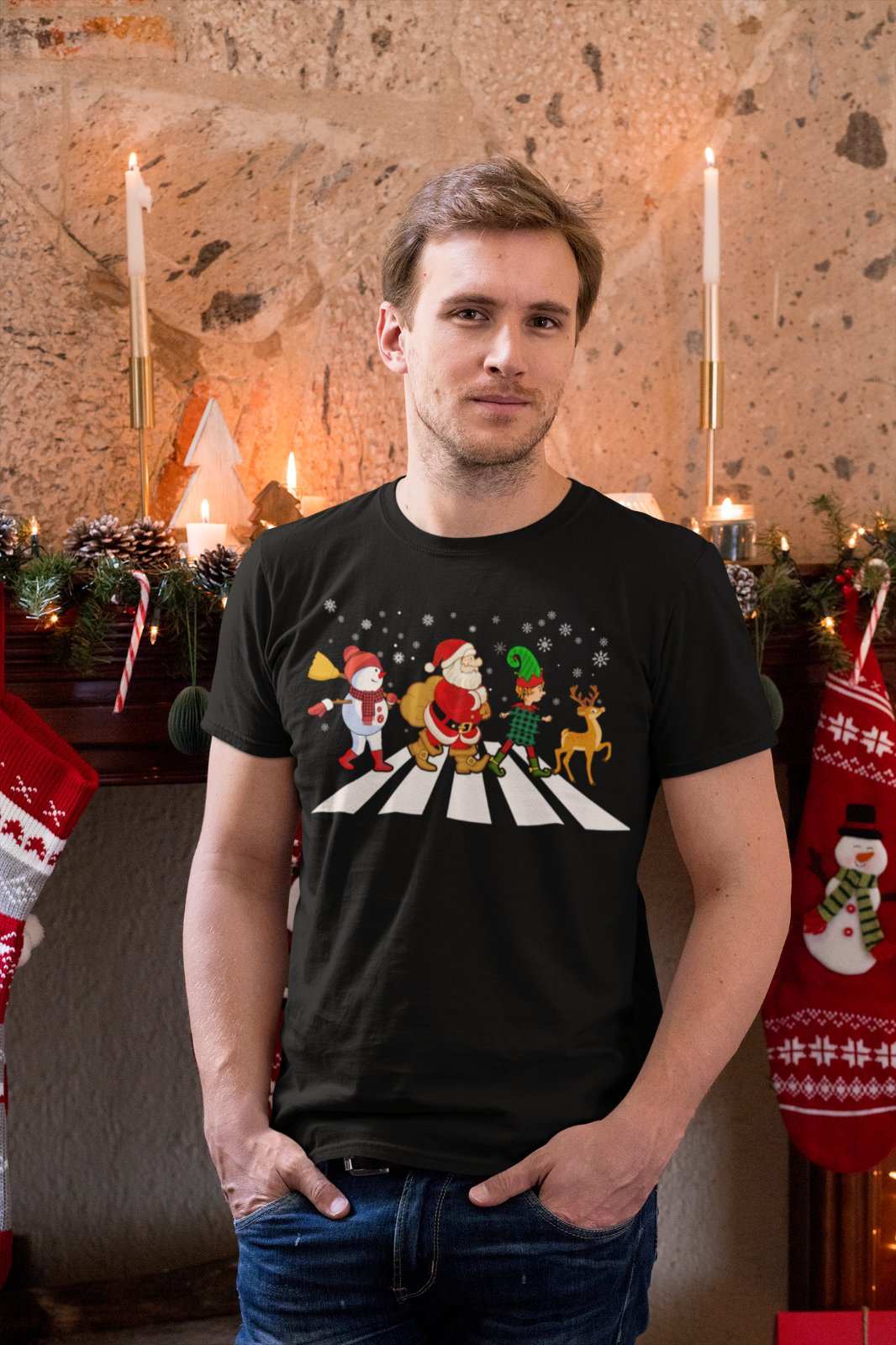 Funny Christmas Road T-Shirt Abbey Parody Santa Music XMas Crossing Gift T-Shirt