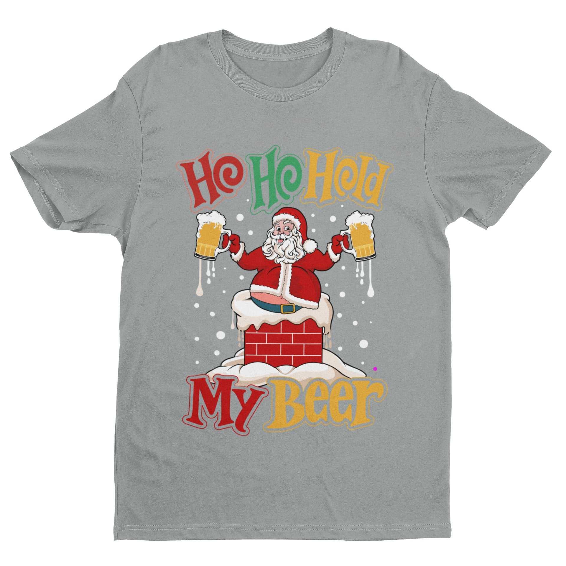 Funny Christmas Santa T-Shirt Ho Ho Hold My Beer Gift Xmas Drinking Joke T-Shirt