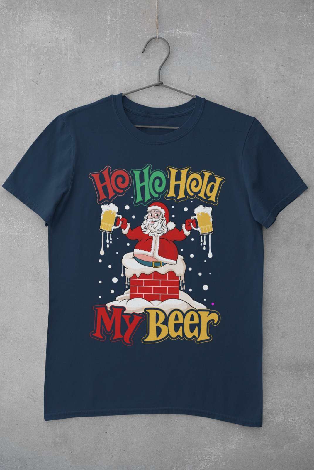 Funny Christmas Santa T-Shirt Ho Ho Hold My Beer Gift Xmas Drinking Joke T-Shirt