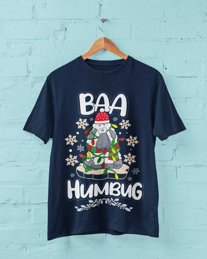 Funny Christmas T-Shirt Baa Humbug Bah Parody Scrooge Sheep joke Gift Dad T-Shirt