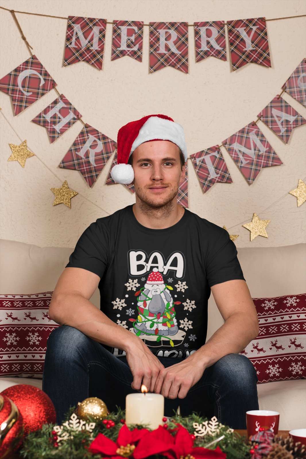 Funny Christmas T-Shirt Baa Humbug Bah Parody Scrooge Sheep joke Gift Dad T-Shirt
