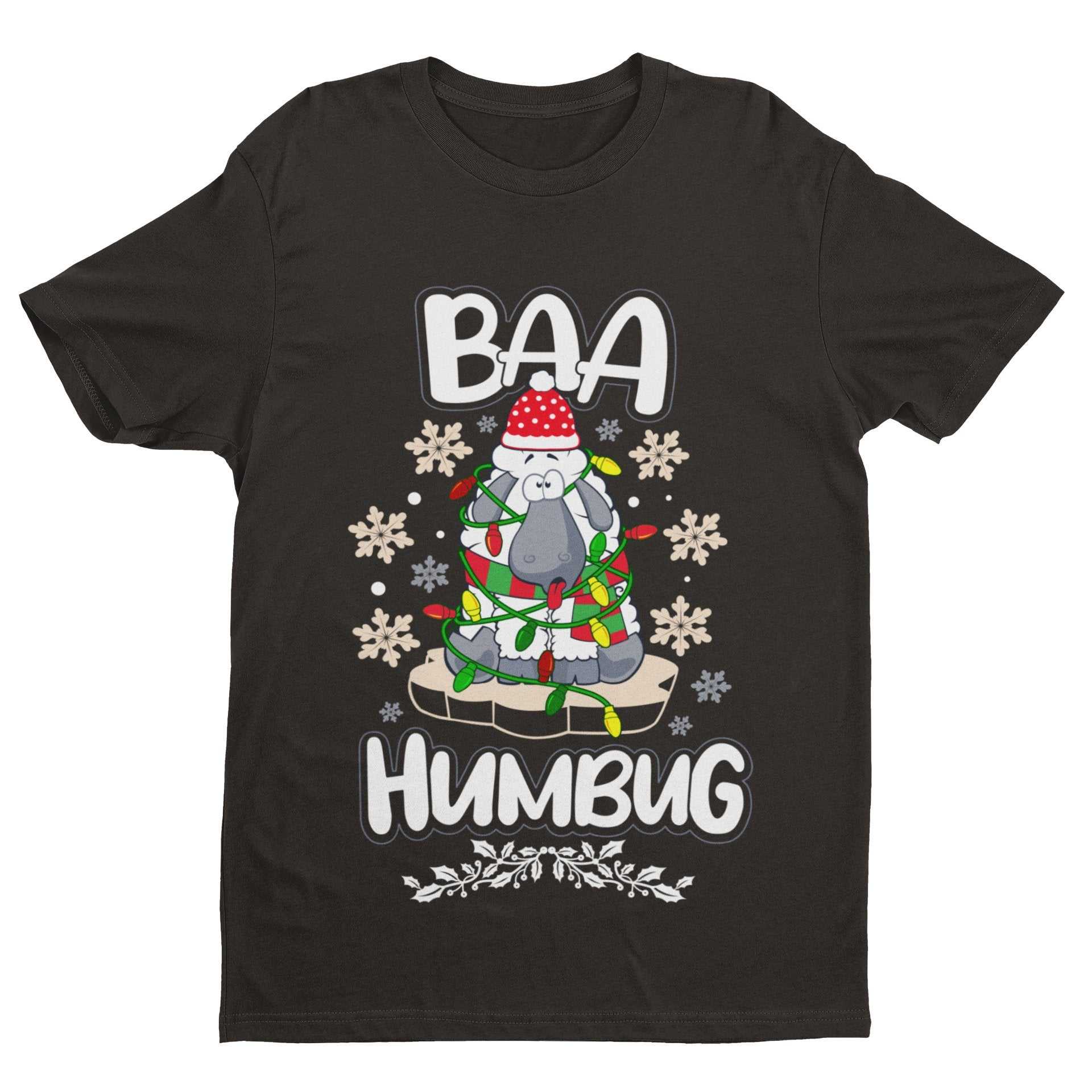 Funny Christmas T-Shirt Baa Humbug Bah Parody Scrooge Sheep joke Gift Dad T-Shirt